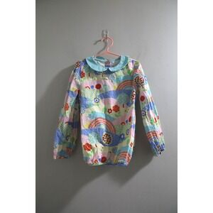 Little Bird Little Girls 5-6 Years Rainbow Tree‎ Print Collared Shirt